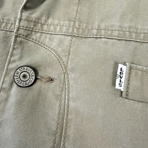 Levi's Men's XXL Field Jacket Olive Brown Canvas Utility Cargo Chore Coat Shell - Picture 4 of 10